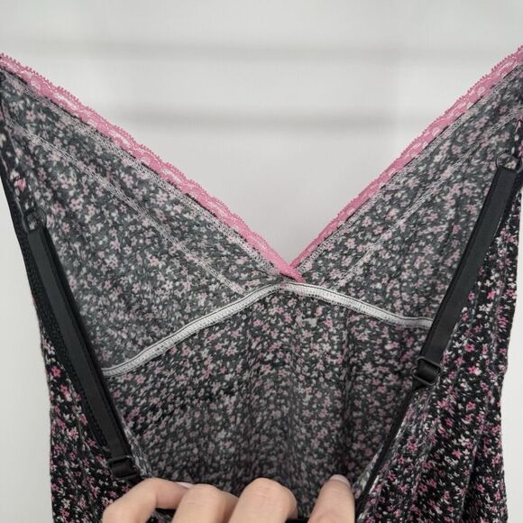 Rene Rofe Black & Pink Floral Sleep Tank Top Lounge Size Medium - Picture 8 of 8